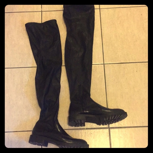 thigh high leather boots zara